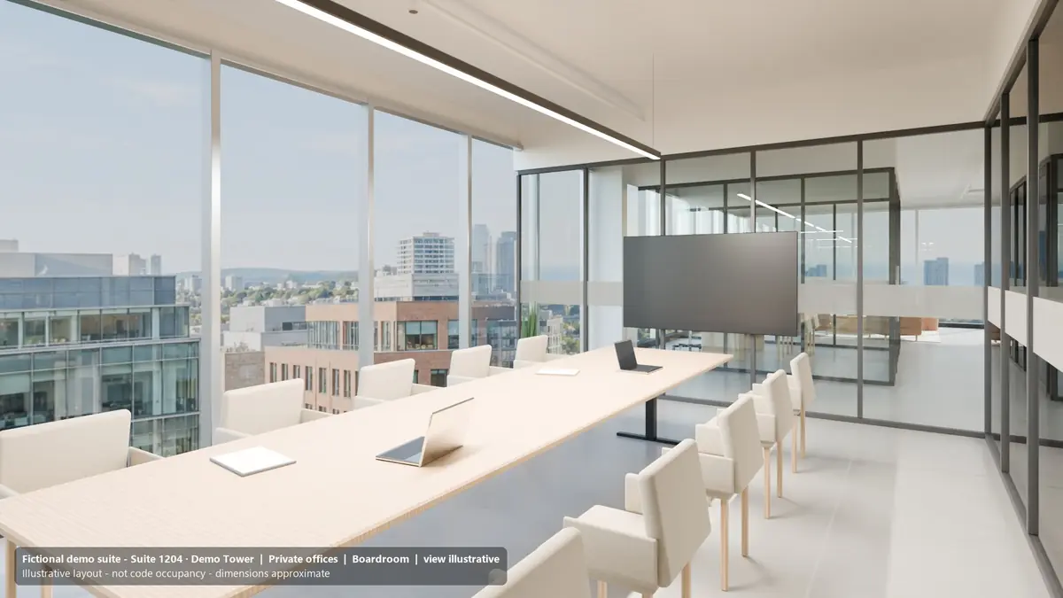 Suite rendered in the Private layout, boardroom view.