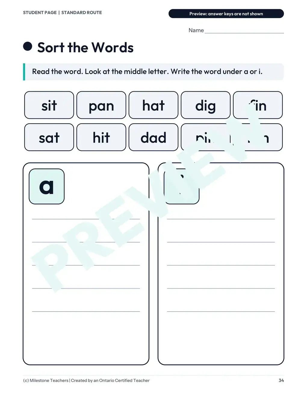 Standard practice: Sort the Words