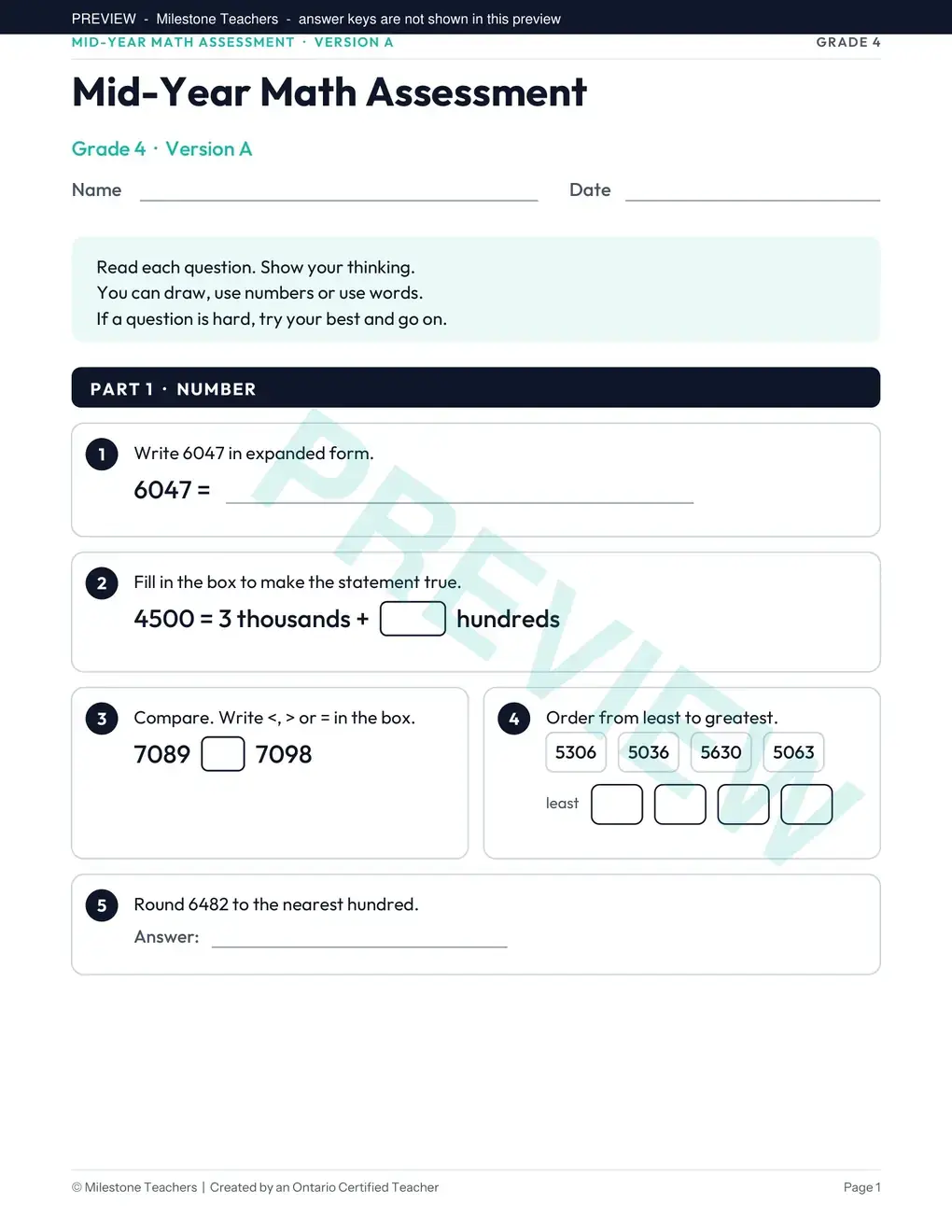 Version A, first page