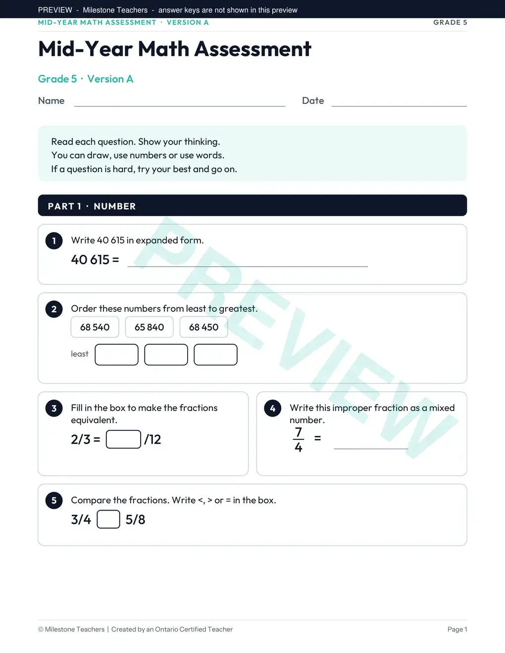 Version A, first page
