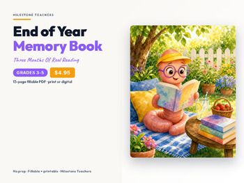 Anti Summer Slide K-5 Daily Reader Tracker Pages Book Activity for Grades 3-5 - first page preview