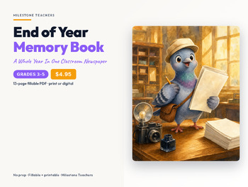 Free Class News Pack K-5 EOY Year In Review Reporter Pages Printable (Grades 3-5) - first page preview
